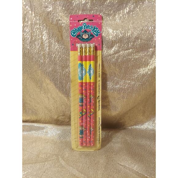 4 Vintage 1990 Cabbage Patch Kids Pencils Pink Noteworthy New In Package - Picture 1 of 12